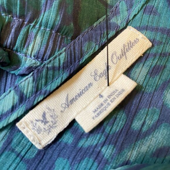 American Eagle Mini Dress Cover Up Sz4 Silky Sheer Floral Boho Double VNeck Sexy - Picture 4 of 9